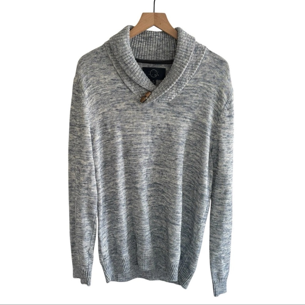 Even Tide Shawl Collar Sweater Men's M Light Blue Pullover Preppy Office Casual